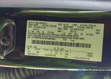 2019 Ford F-150 Xlt from USA, damaged, VIN 1FTEW1E57KFB84304